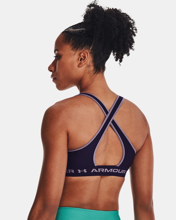 Women's Armour® Mid Crossback Sports Bra, Purple, pdpMainDesktop image number 1